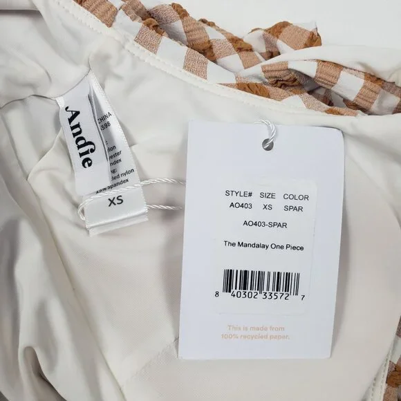 Andie Swim The Mandalay One Piece Women's Size XS Gingham Sparrow Seersucker NWT - Picture 3 of 16